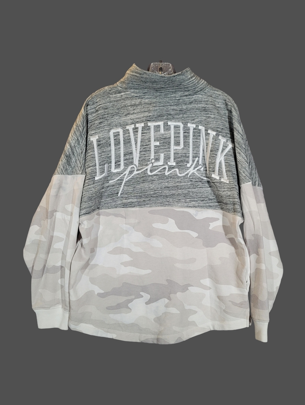 👉 PINK Victoria’s Secret 1/4 Zip Pullover Camo Cozy Athleisure Sweatshirt M